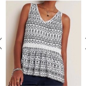 NWT Maeve by Anthropology Women's Black and White Peplum Top